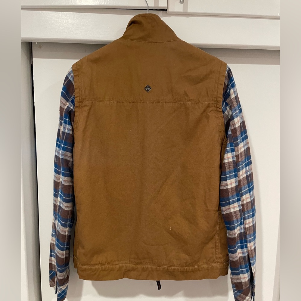 Prana fleece jacket with zip-off flannel sleeves